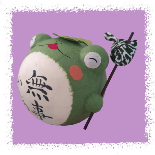 <無事かえる> 全手工和紙 祝福福蛙擺設 大號  [日本製] - Madingding 